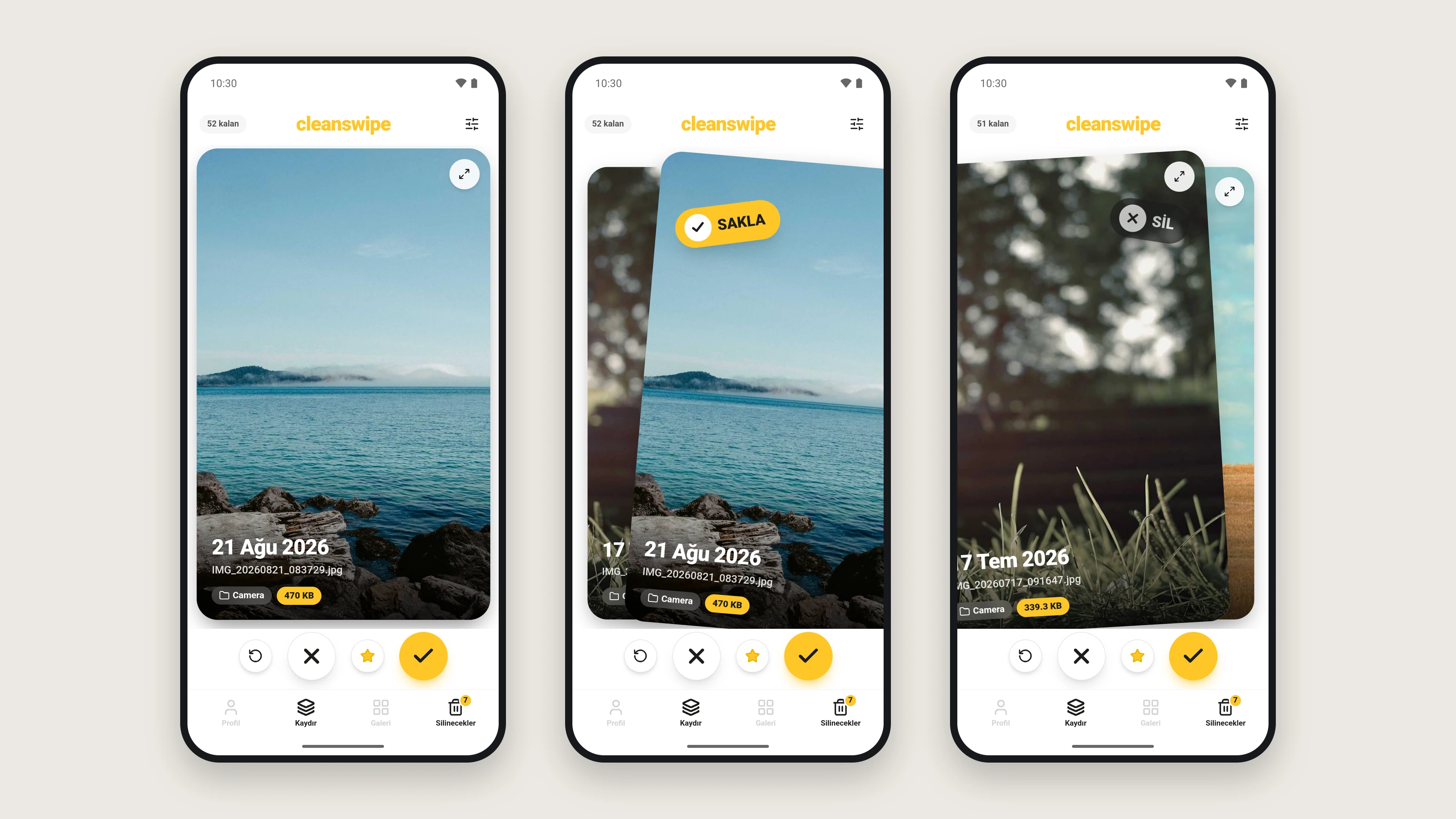 CleanSwipe: galeriyi kaydırarak temizleyen uygulama görseli